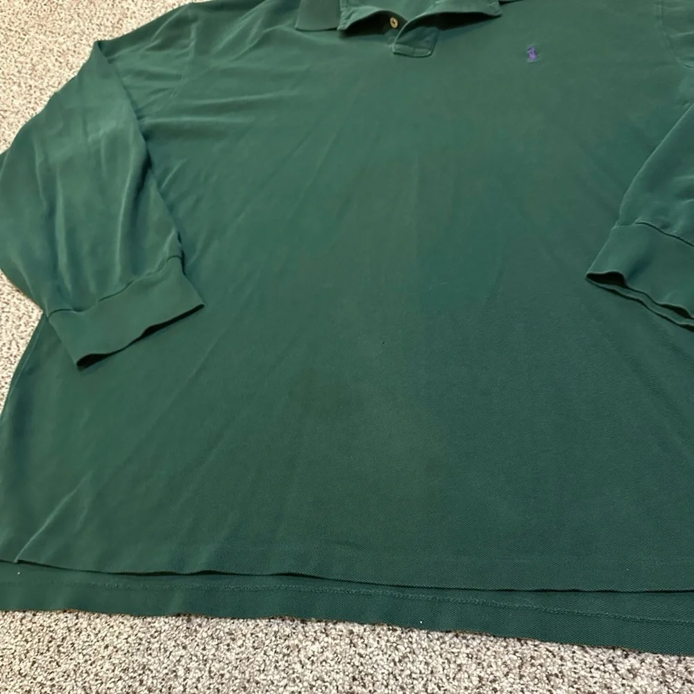 POLO RALPH LAUREN XXL Washed Dark Green Long Sleeve Polo R $125